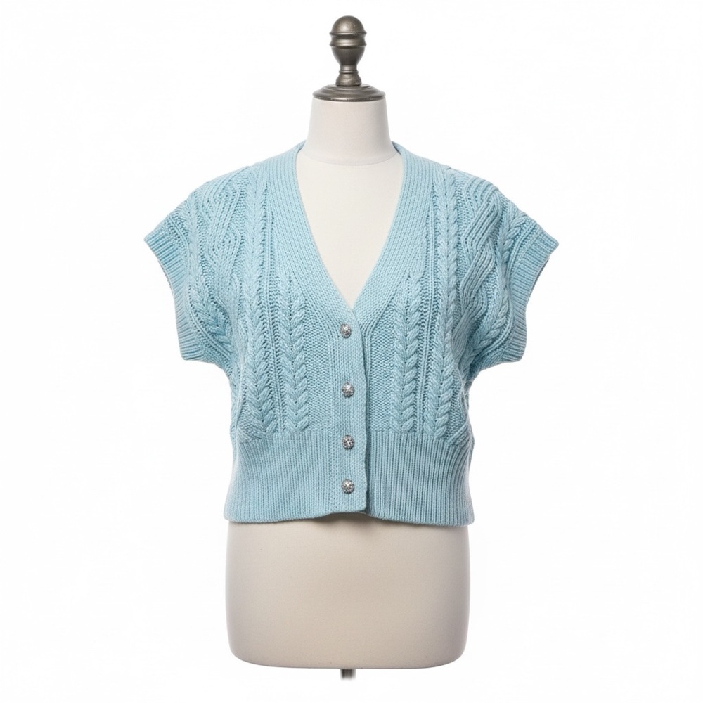 Zara Light Blue Cable Knit Cardigan